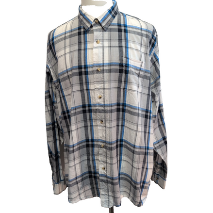 Chemise Wrangler 2XL Blanc Bleu et Gris à Grands Carreaux