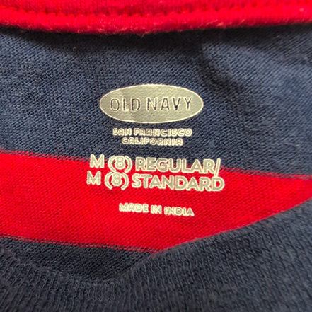 T-shirt Old Navy Enfant M Bleu Marine Rouge Rayé Manches Longues 100% Coton