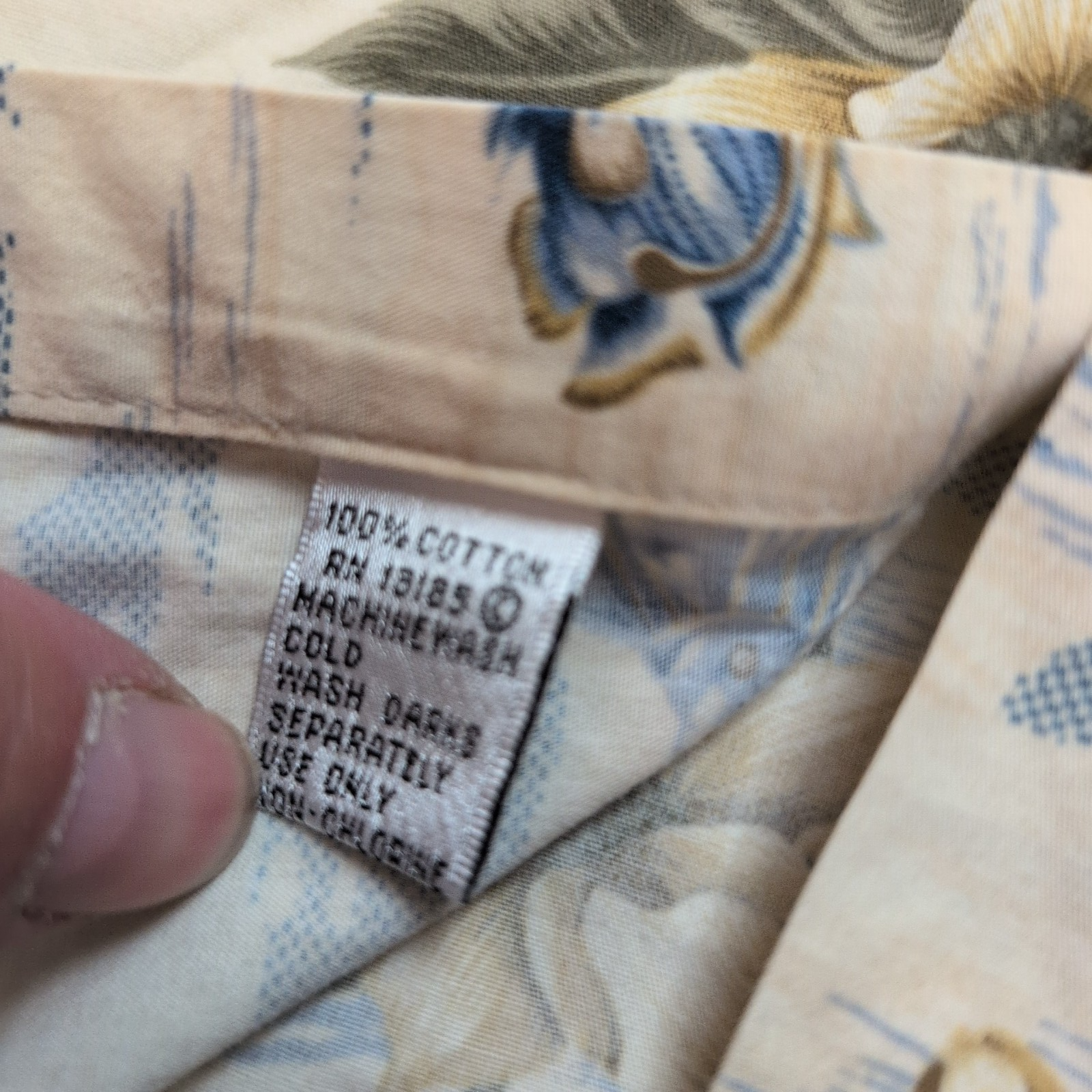 Chemise Hawaïenne Pierre Cardin XL Poissons Beige 100% Coton manches courtes