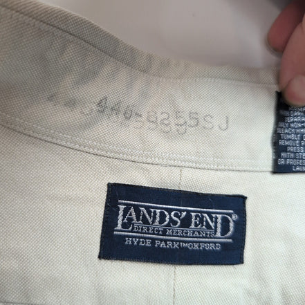 Chemise Lands' End XL Regular Oxford Gris 100% Coton Made in Hong Kong