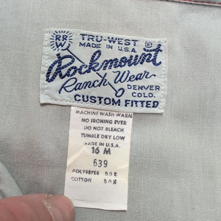 Chemise Rockmount USA L Western Ranch Wear Vintage Rare Denver Gris