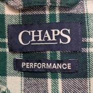 🐻 CHEMISE FLANELLE PERFORMANCE CHAPS L (G) CARREAUX VERT BLEU MARINE LOGO BRODÉ
