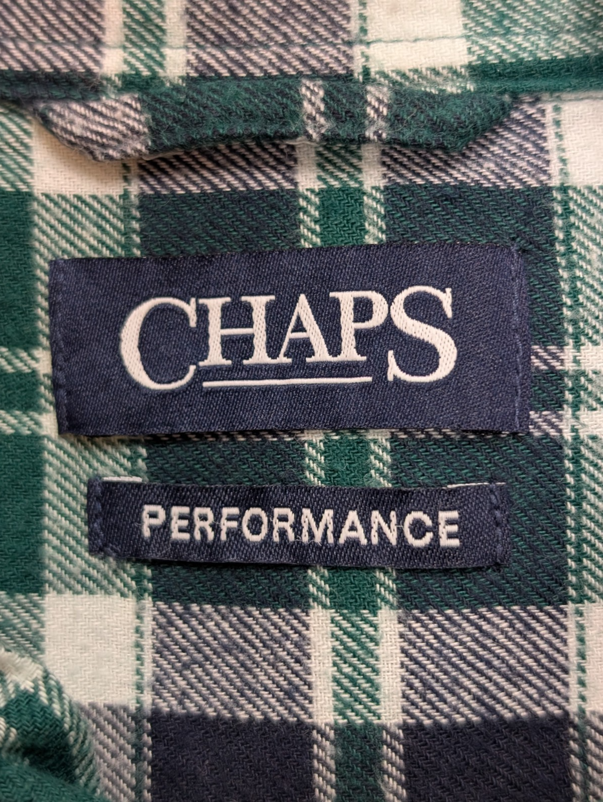🐻 CHEMISE FLANELLE PERFORMANCE CHAPS L (G) CARREAUX VERT BLEU MARINE LOGO BRODÉ