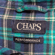 CHAPS Flanelle Vert Bleu L Logo Brodé VINTAGE 100% Coton | 309S