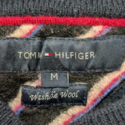 Pull TOMMY HILFIGER Col V Laine Fine Bleu Marine Logo Brodé Homme Taille M