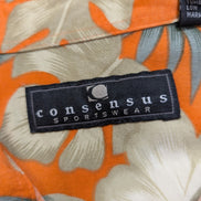 Chemise Hawaïenne Consensus 100% Rayonne - Orange Motif Fleuri - Taille L