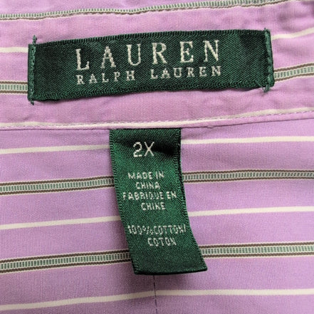 Chemise Lauren Ralph Lauren Femme 2XL Lilas Rayures Vertes manches longues