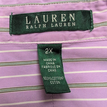 Chemise Lauren Ralph Lauren Femme 2XL Lilas Rayures Vertes manches longues