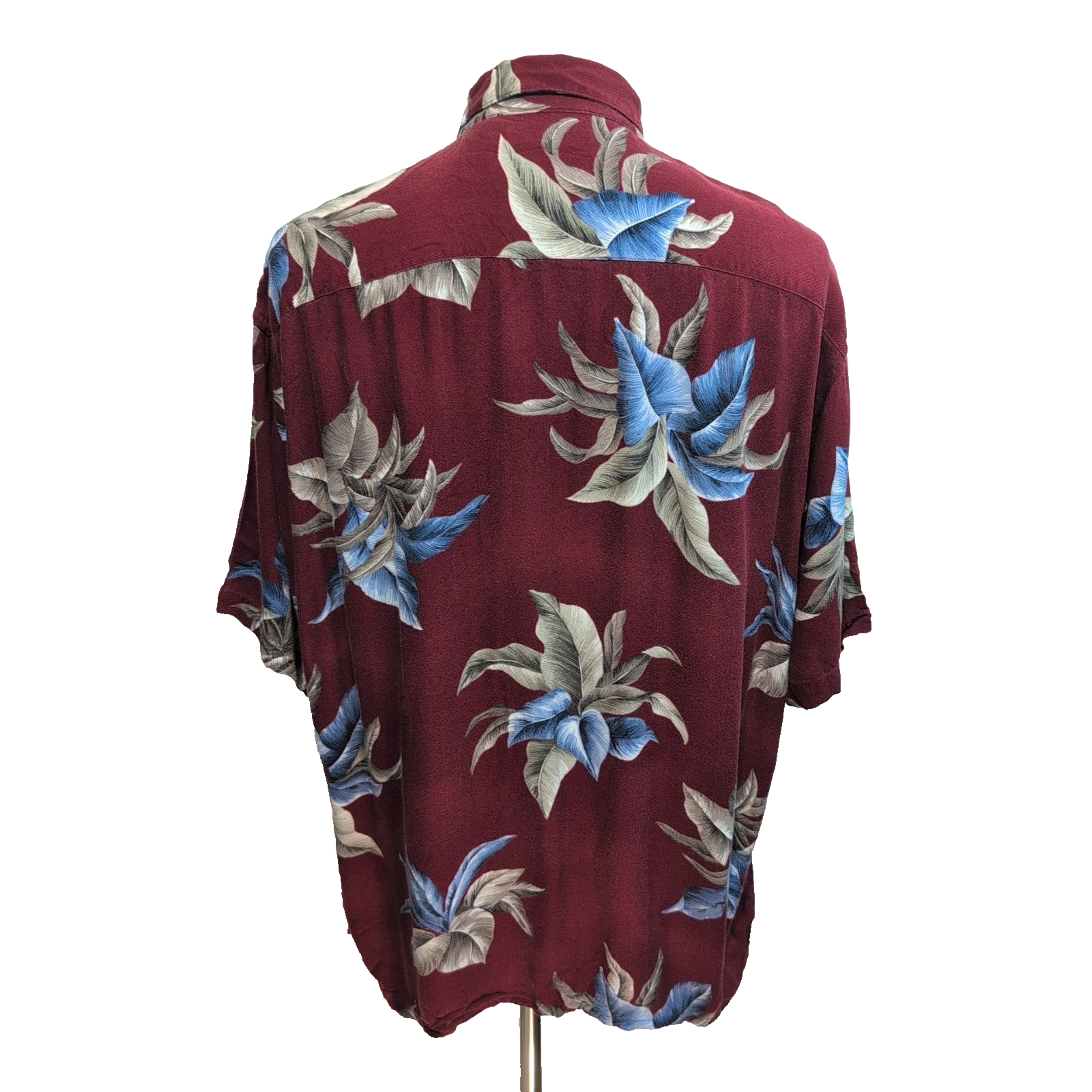 Chemise Hawaïenne Campia Moda XL Bordeaux Feuillage Rayonne Made in Korea