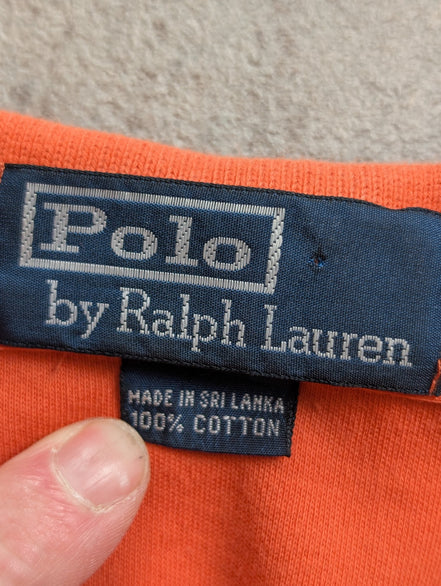 Polo manches courtes Polo Ralph Lauren M orange 100% coton logo bleu marine