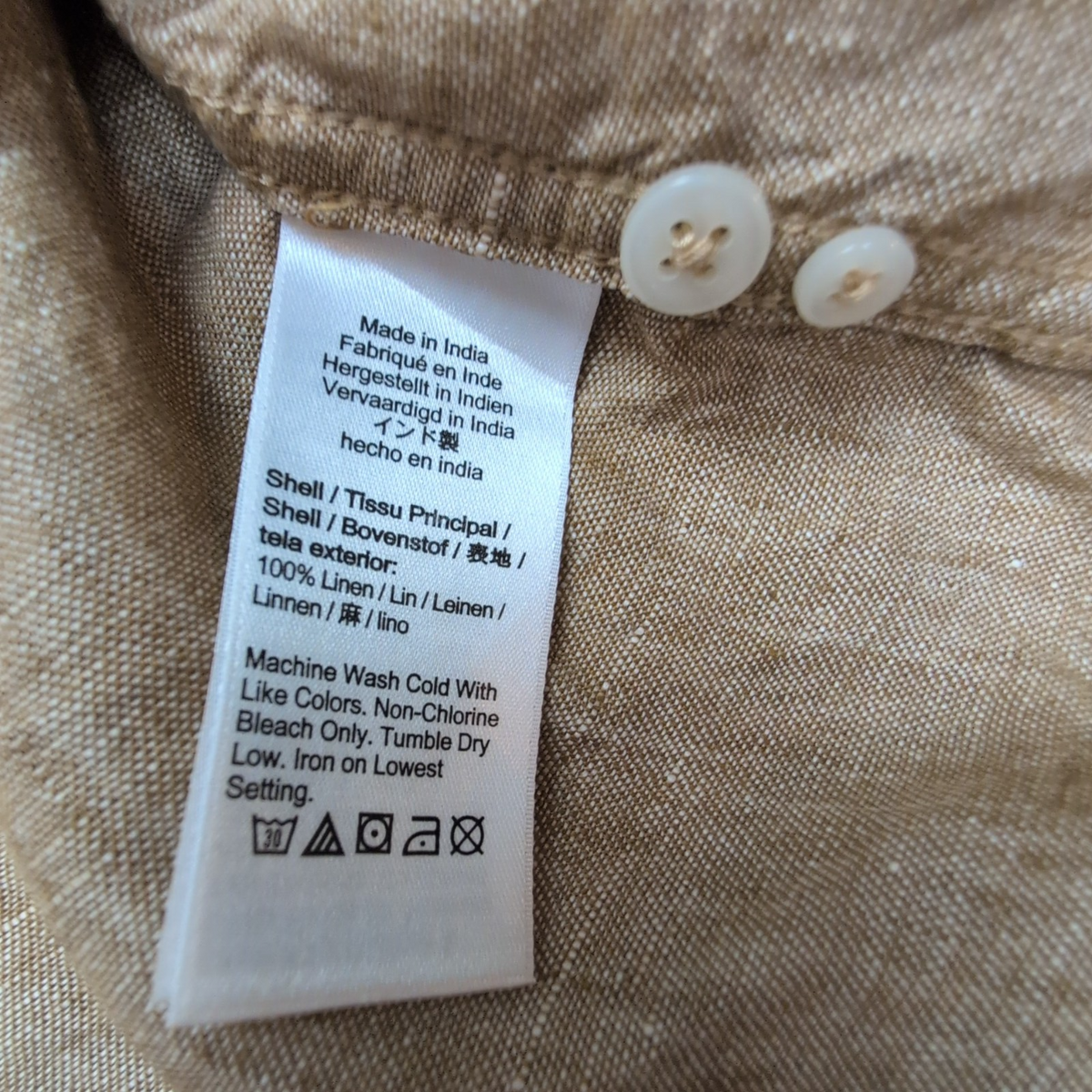 Chemise J.Crew Slim Fit M L Marron Clair Irish Linen Baird McNutt manches long