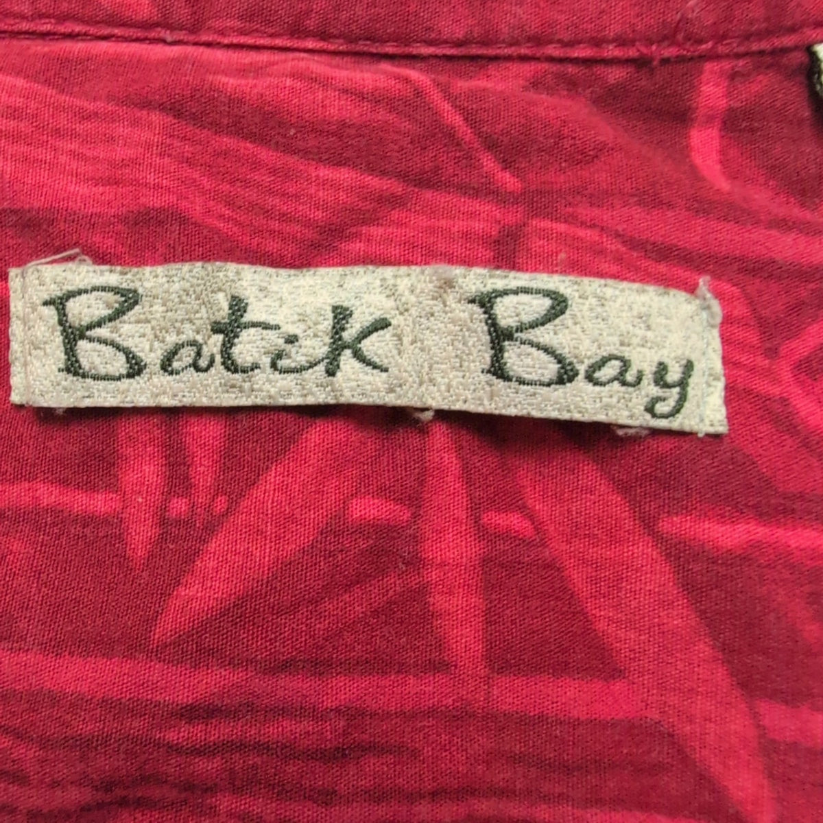Chemise Hawaïenne Batik Bay XL Rouge Géométrique Bambou 100% Coton