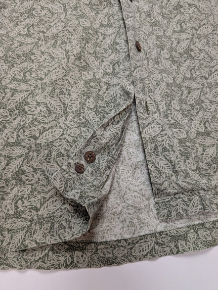 Chemise hawaïenne L.L.Bean vert kaki manches courtes taille L #666 hawaienne