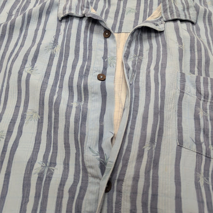 Chemise Hawaïenne Kona Wind L Rayures Bleu Rayonne Coton Madagascar