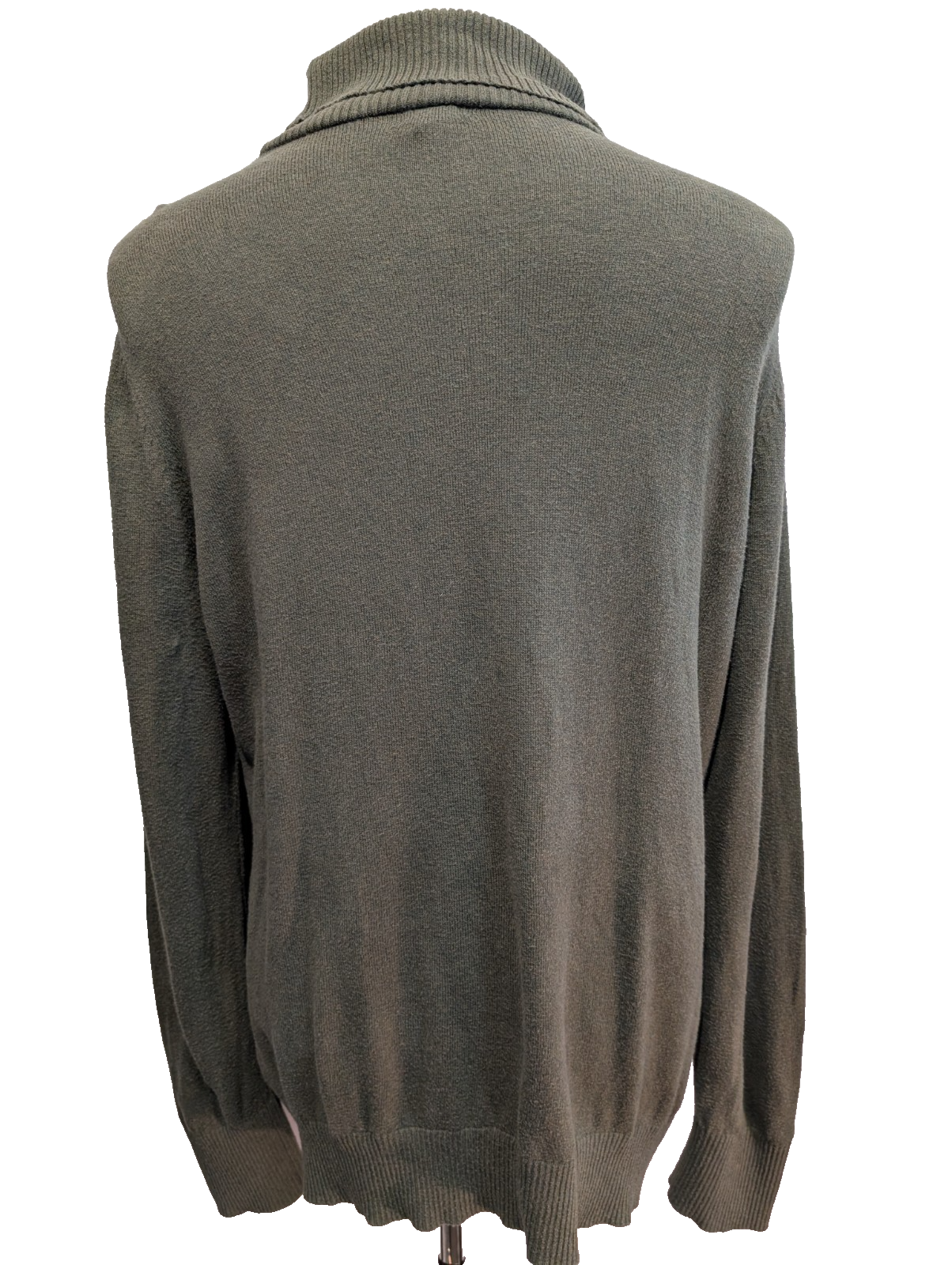 Pull L.L. Bean vintage col roulé coton et cachemire vert foncé homme taille XL