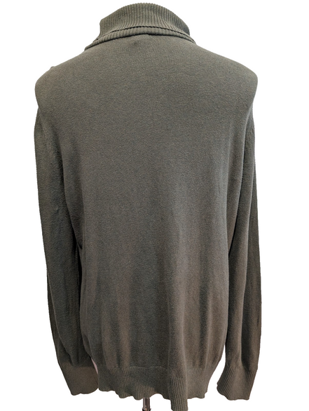 Pull L.L. Bean vintage col roulé coton et cachemire vert foncé homme taille XL