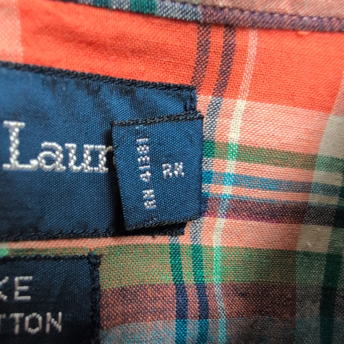 Chemise Ralph Lauren M Carreaux Orange Vert Coton Button Down Neuve Étiquette