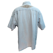 Chemise Harley Davidson XXL Jean Bleu Chevron Brodée Manches Courtes Coton