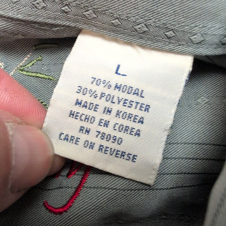 Chemise Hawaïenne Bamboo Cay L Kaki Brodée Modal Made in Korea