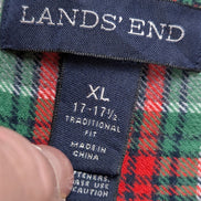 LANDS' END Flanelle Vert Rouge Gris XL Classique EE 100% Coton | 324S