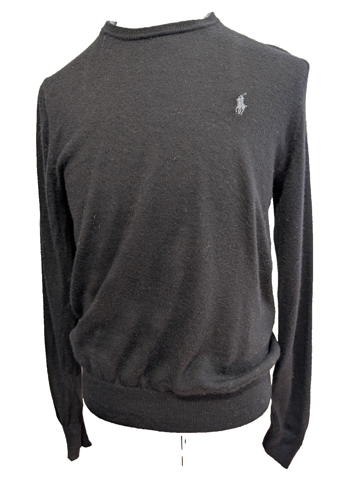Pull Polo Ralph Lauren Laine Mérinos Noir Col Rond Taille S Logo Gris | 546WSR