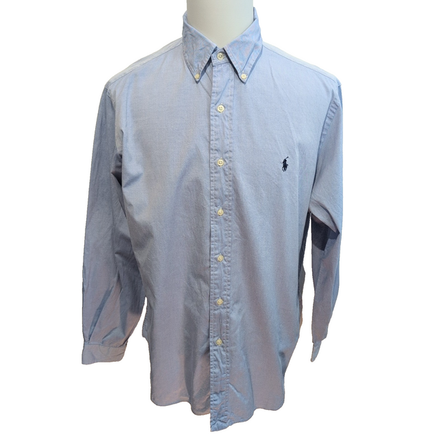 Chemise Ralph Lauren Classic Fit Bleu Clair Logo Bleu Marine XL Coton