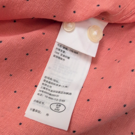 Chemise Abercrombie & Fitch 100% Lin Corail Pois Manches Longues Taille S