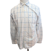 Chemise Tommy Hilfiger blanche à grands carreaux bleus Custom Fit M