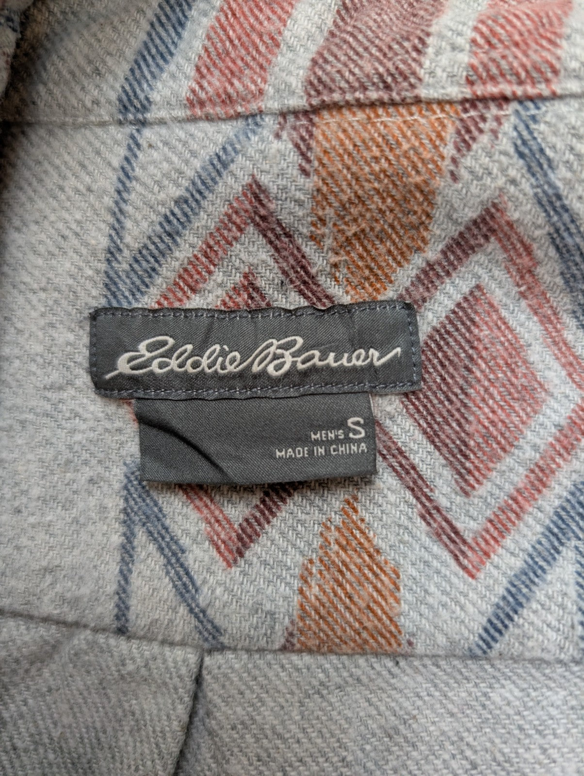 🔥 CHEMISE FLANELLE EDDIE BAUER S (P) MOTIF AZTÈQUE TRIBAL BOUTONS GRAVÉS