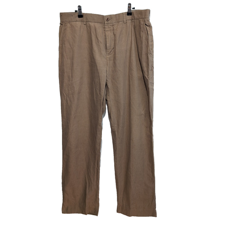 Pantalon Chino Polo Ralph Lauren W34 L32 Marron Lin Coton Homme