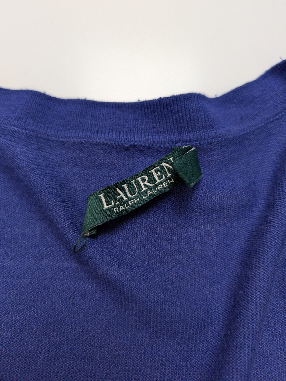 Pull LAUREN Ralph Lauren S bleu royal col V modal soie maille fine femme