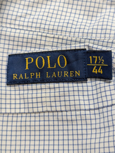 Chemise Polo Ralph Lauren Shirt XL Carreaux Bleu Blanc Col Classique Coton