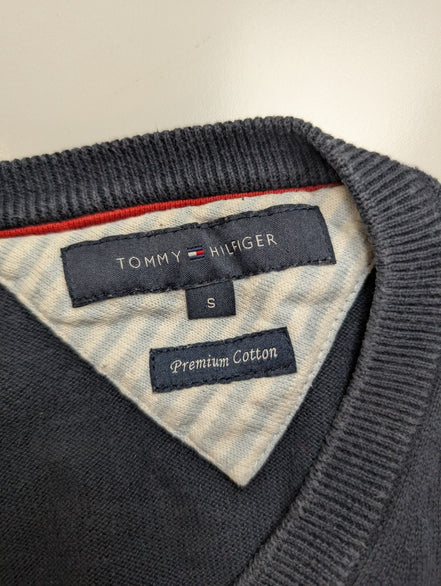 Pull Tommy Hilfiger - Col V - Bleu Marine - Premium Cotton - Taille S