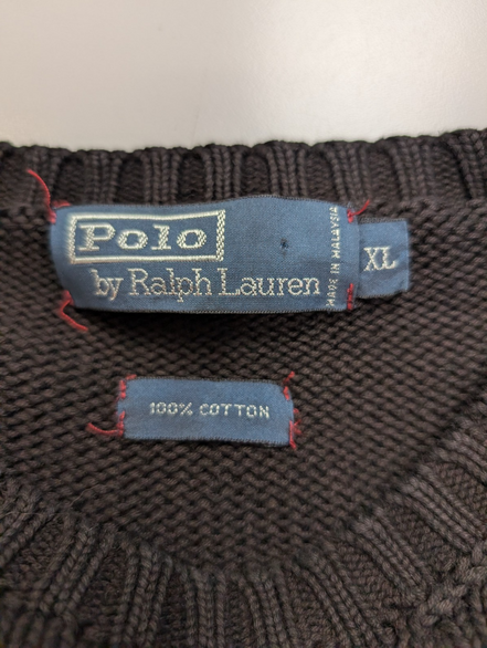 Pull Chaud Polo Ralph Lauren Maille Coton Noir Col Rond Taille XL
