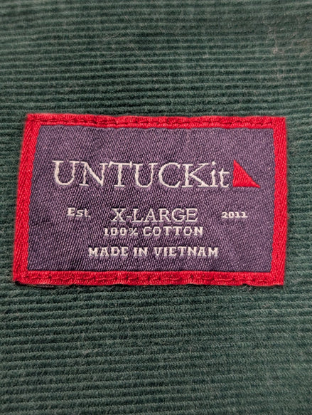 UNTUCKit XL Chemise Velours Côtelé Vert Forêt Coton Coupe Décontractée