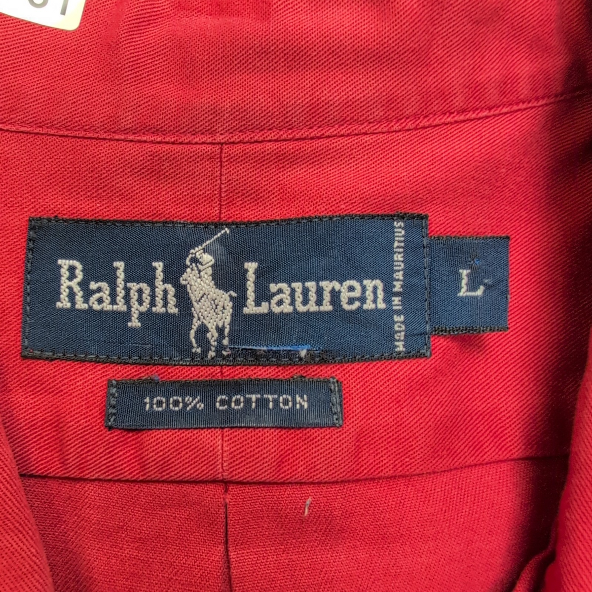 Chemise Ralph Lauren L/XL Rouge Unie Vintage Logo Gris Button Down Shirt