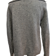 Pull ADIDAS Vintage Col Zippé 80% Laine Gris Logo Brodé Femme Taille L