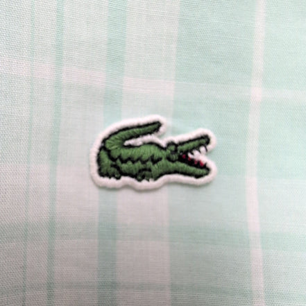 Chemise Lacoste Vintage 43 L Carreaux Vert Pastel Manches Longues Modulables