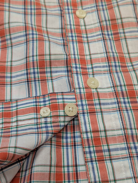 Chemise CHAPS orange manches courte à carreaux taille L 1 poche homme