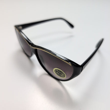 Lunettes de soleil Femmes Bar-On® Noir Brillant Liseré Doré Branches Larges Chic