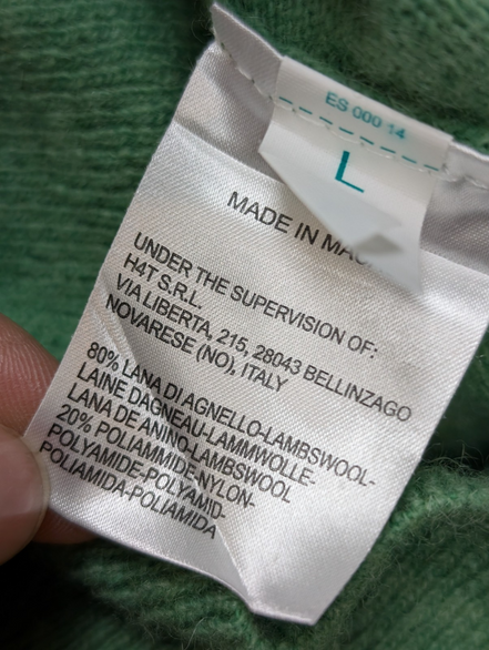 Pull SERGIO TACCHINI Col Roulé 80% Laine d'Agneau Vert Pomme Femme Taille L
