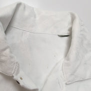 Chemise Hawaïenne Batik Bay S Blanc Feuillage Satiné Boutons Bois