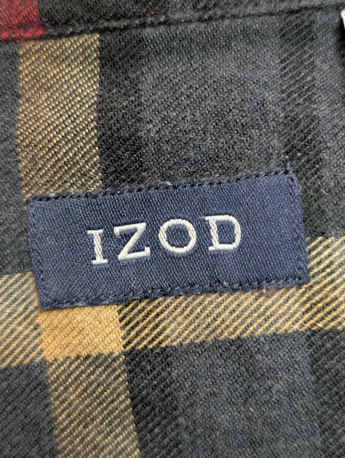 👕 Chemise IZOD L Flanelle Tartan Rouge Beige Coton |302S