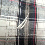 Chemise Nautica M Noir Blanc Carreaux Coton Logo Brodé Poche manches longues