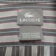 Chemise Lacoste L Rayures Marron Rose Bleu Coton Logo Poche manches longues