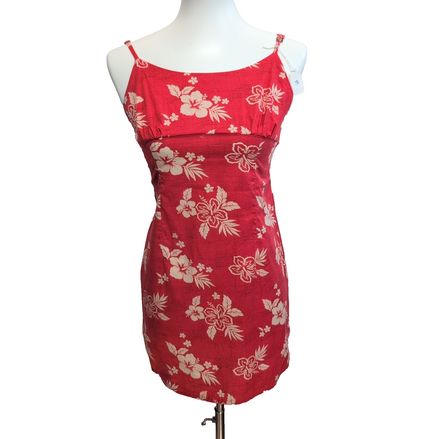 Robe d'été Tropicale Hawaïenne Rouge Hibiscus XS Coton
