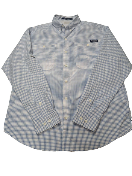Chemise Columbia PFG bleu et blanche à carreaux taille L #286msch