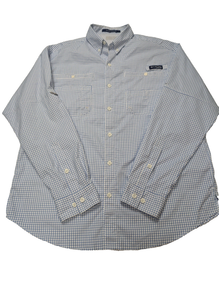 Chemise Columbia PFG bleu et blanche à carreaux taille L #286msch