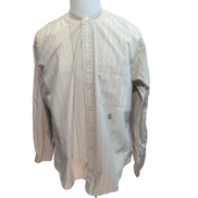 Chemise Nautica Made in USA LG Marron Rayures Col Mao 100% Coton