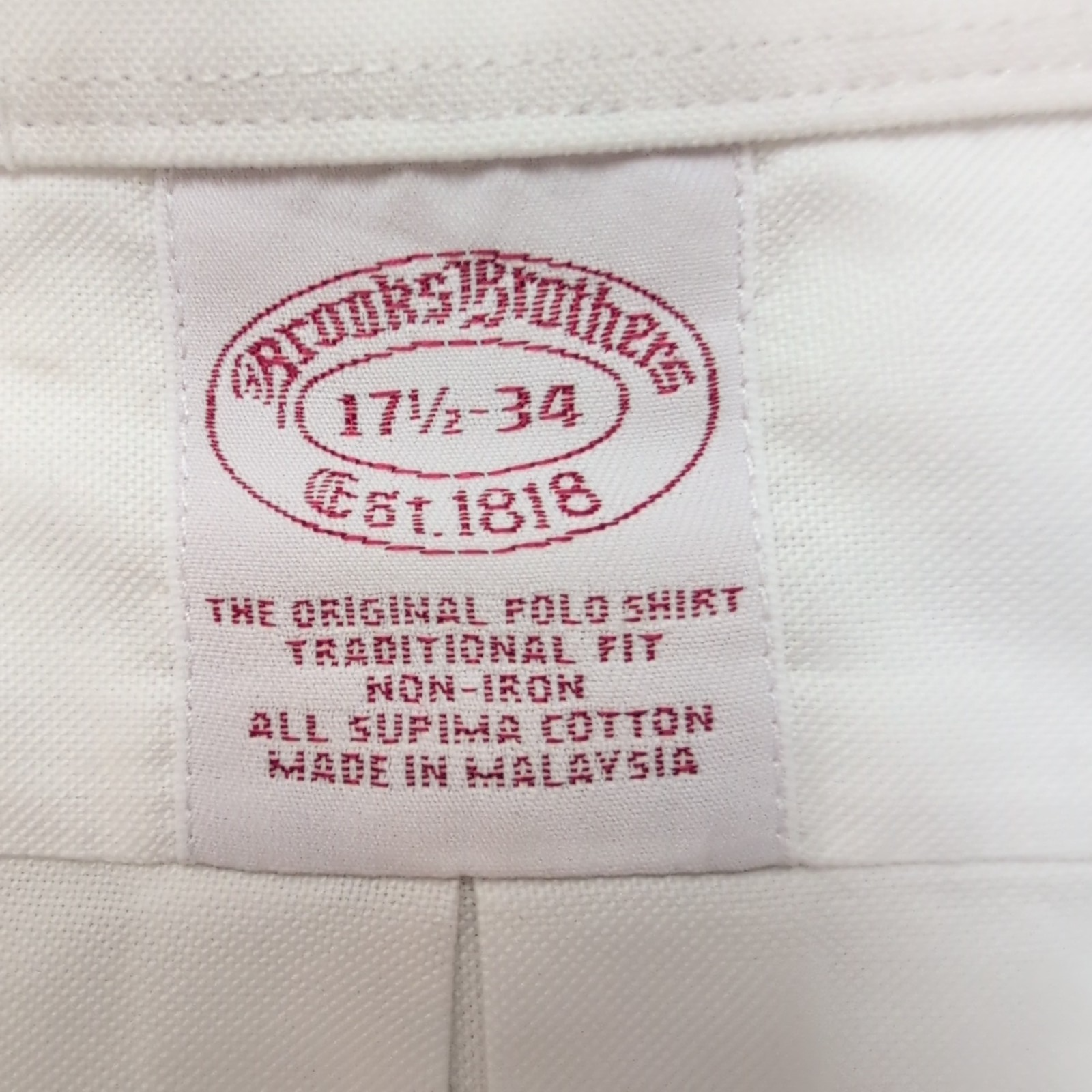 Chemise Brooks Brothers 17.5 XXL 3XL Blanc Supima Coton Poche USA